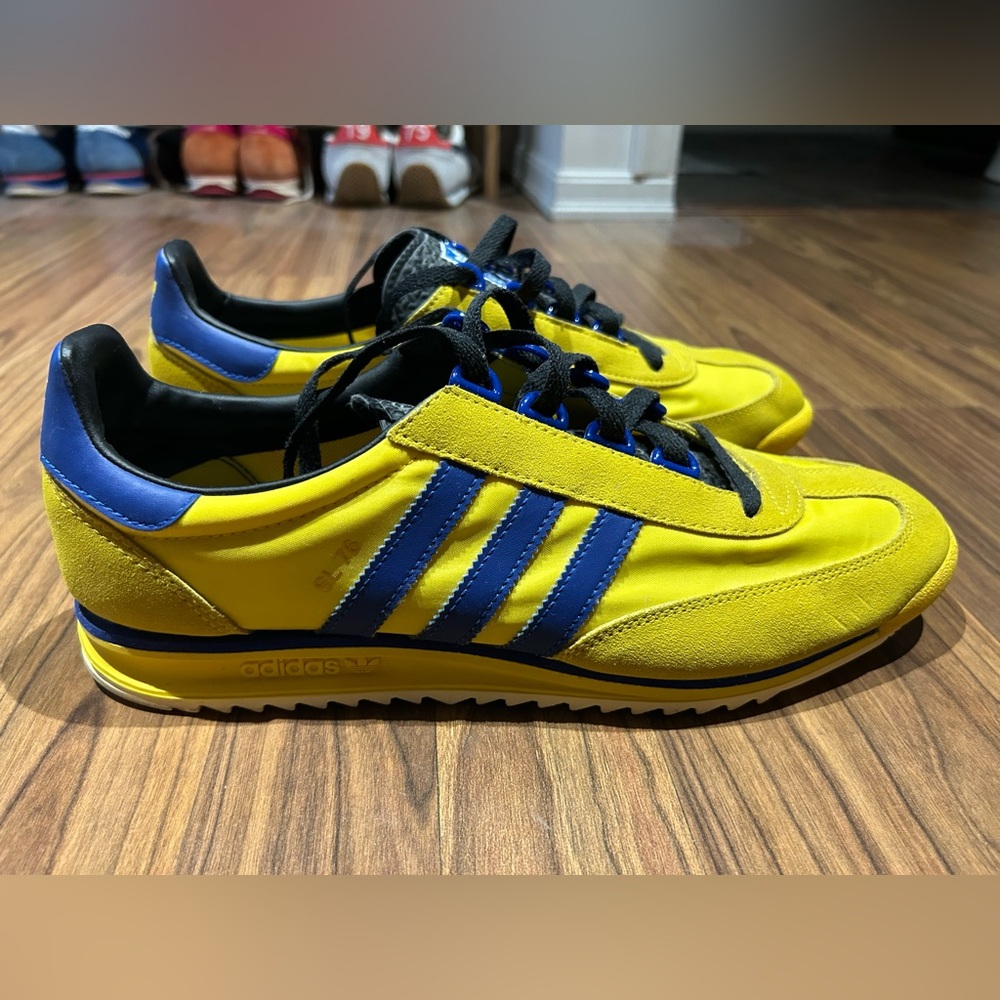 Rare Adidas Men's SL76 Bold Yellow and Blue Sneakers
